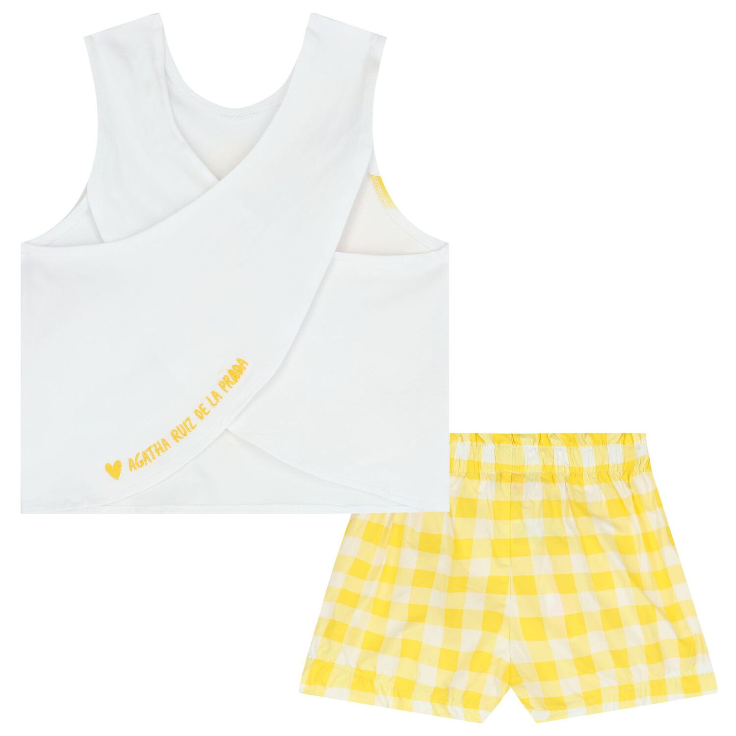 Girls Yellow & White Shorts Set, 1, hi-res