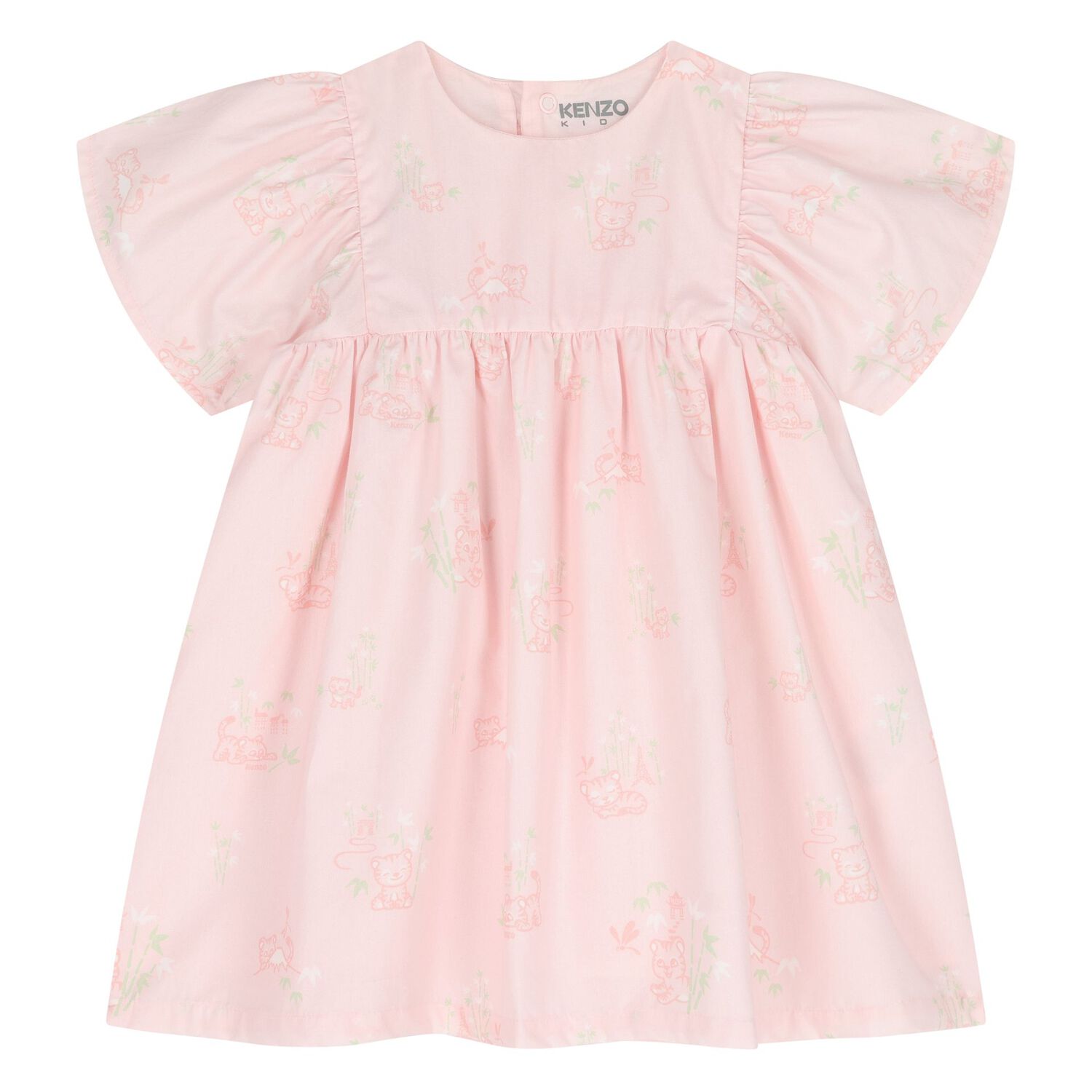 طقم فستان أطفال بطبعة نمر باللون الوردي للبنات, 1, hi-res