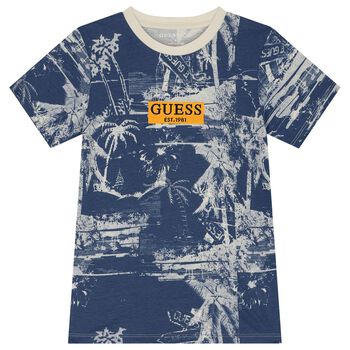 تيشيرت أولاد بالشعار باللون الكحلي للعطلات