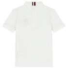 Boys White Logo Polo Shirt, 1, hi-res