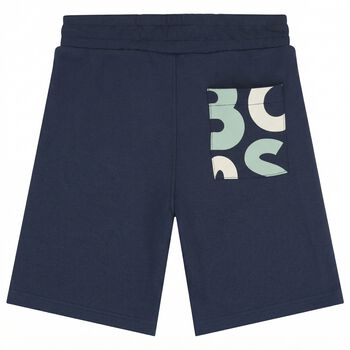 Boys Navy Blue Logo Shorts