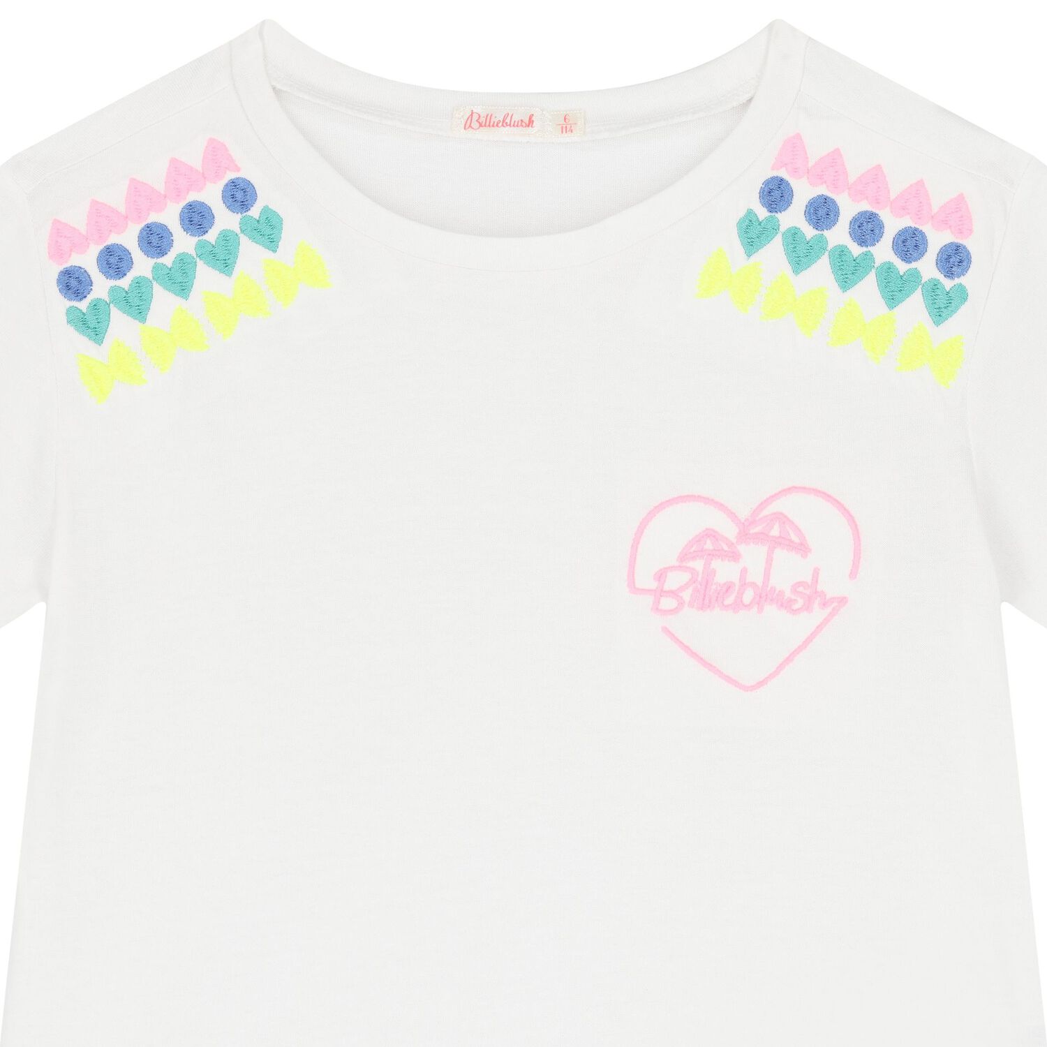Girls White Heart T-Shirt, 1, hi-res