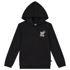 Boys Black Logo Hooded Top, 1, hi-res