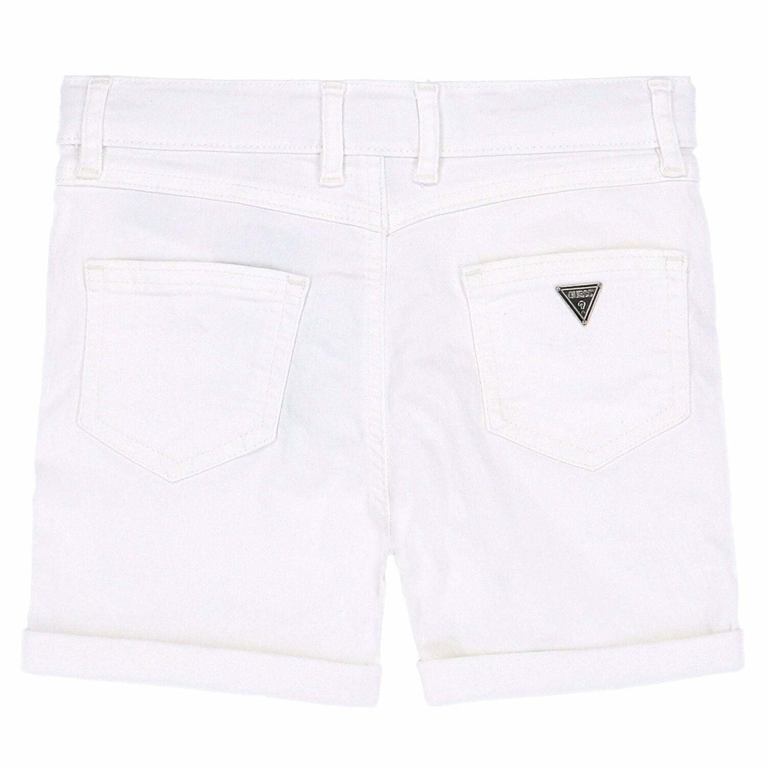 Girls White Denim Short, 1, hi-res
