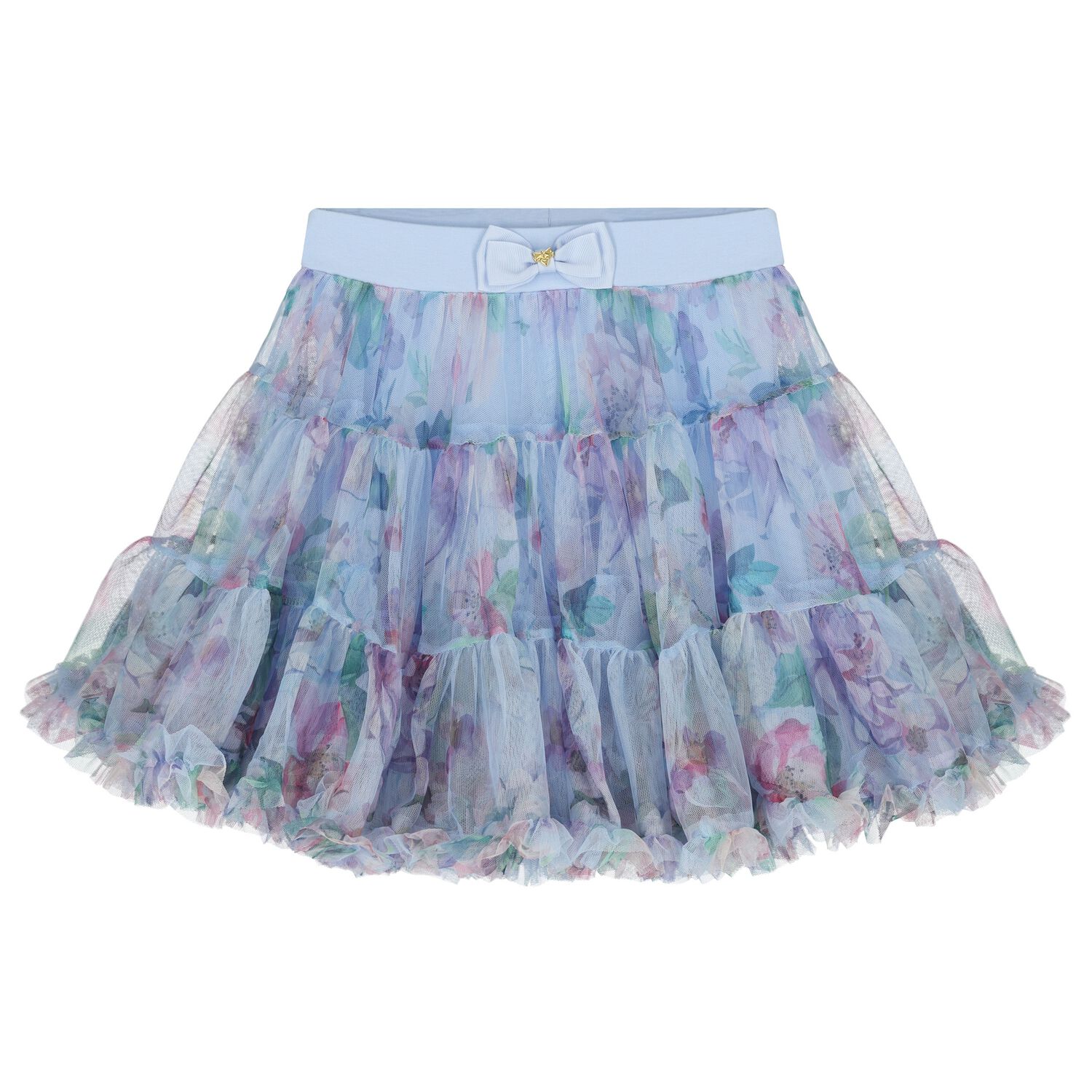 Girls Blue Floral Tutu Skirt, 1, hi-res