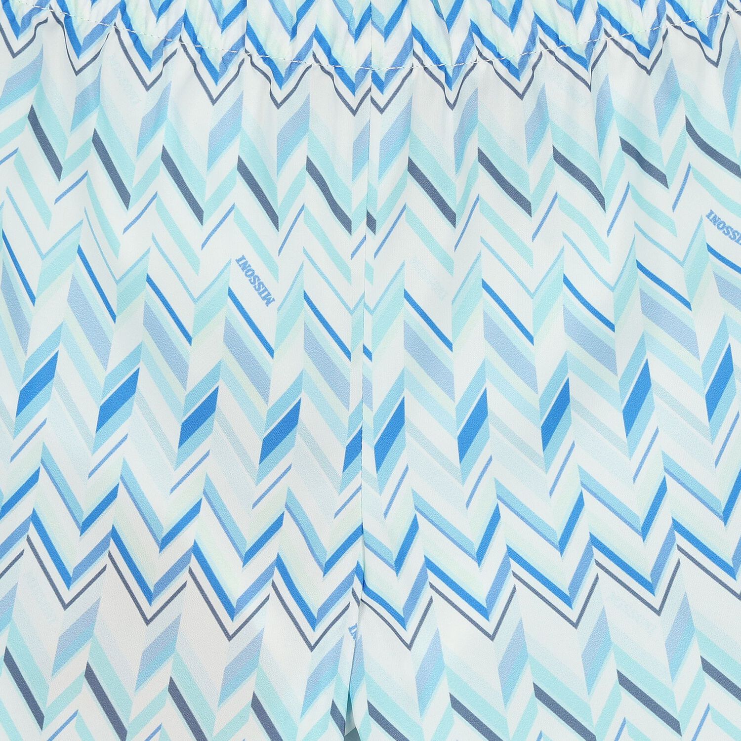 Younger Boys White & Blue Zig Zag Swim Shorts, 1, hi-res